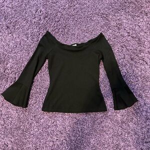 Black off shoulder long sleeve top